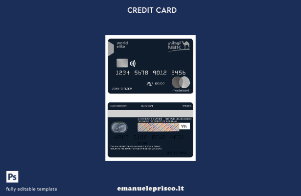modello di mastercard elite mondiale Kuwait NBK Bank in stile verificato